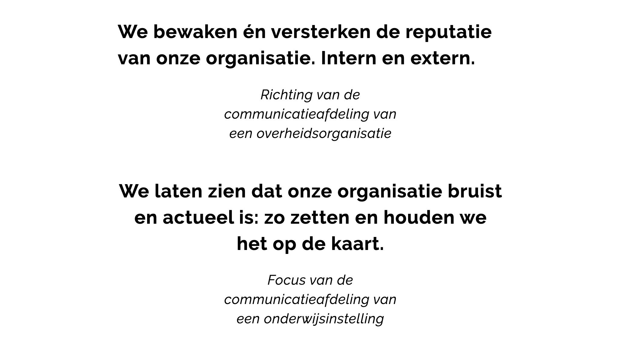 Voorbeeld van waar de afdeling communicatie van is in de ontwikkeling van de afdeling communicatie