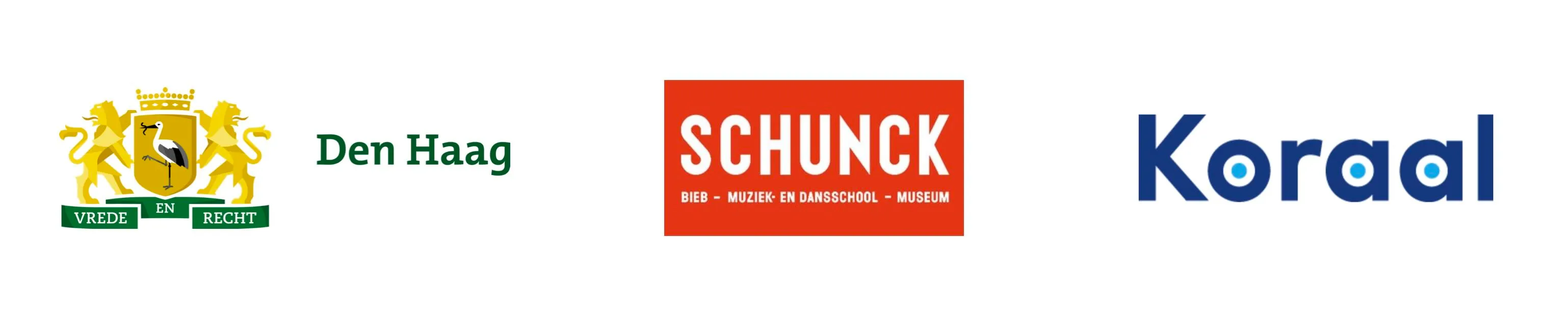 Logo's van klanten: Gemeente Den Haag, SCHUNCK Heerlen en verzekeraar Koraal
